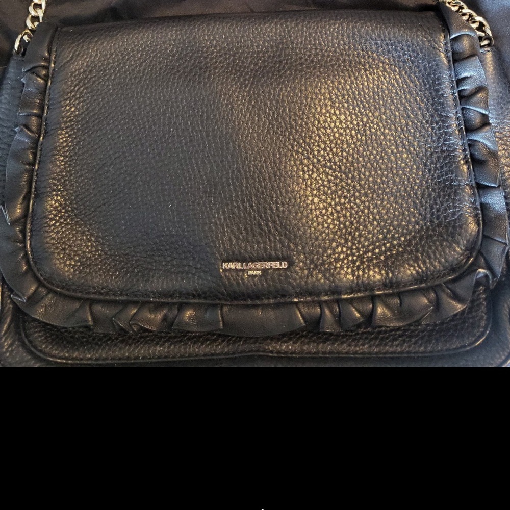 Karl Lagerfeld Black Leather Shoulder Bag